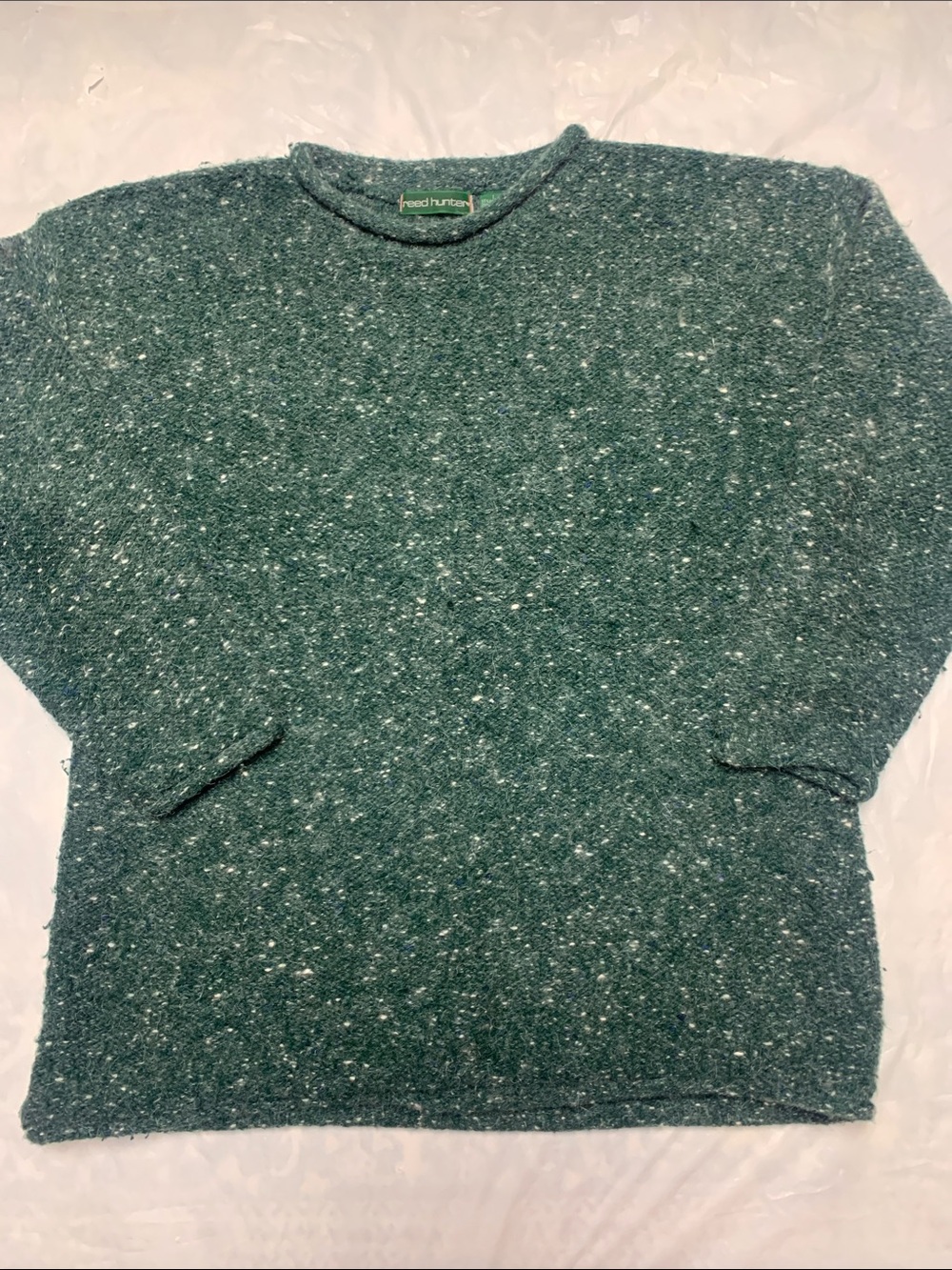 Reed Hunter Vintage Green Flecked Angora Wool Rolled Neck Tunic Sweater Sz L
